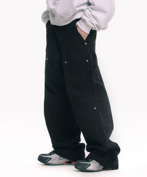 퍼티그 카펜터 코튼 와이드팬츠 - 블랙