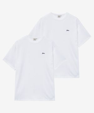 [2PACK] 헤비웨이트 스넬로고 반팔티셔츠_화이트/화이트