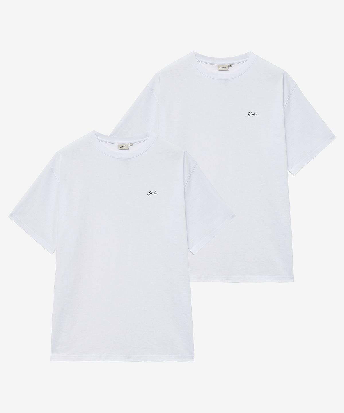 예일(YALE) [2PACK] 레귤러 핏 스넬로고 반팔티셔츠_화이트/화이트