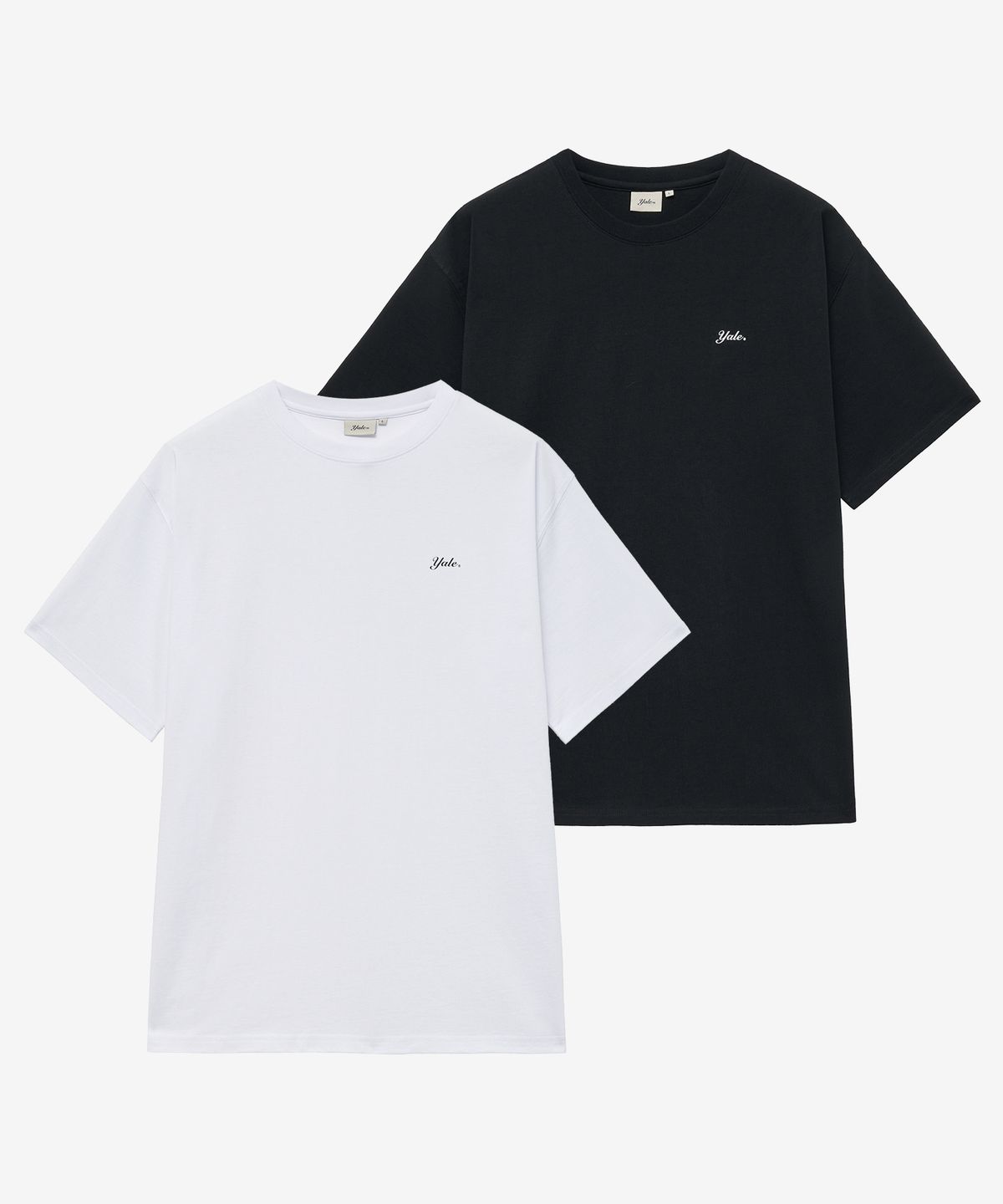 예일(YALE) [2PACK] 레귤러 핏 스넬로고 반팔티셔츠_화이트/블랙