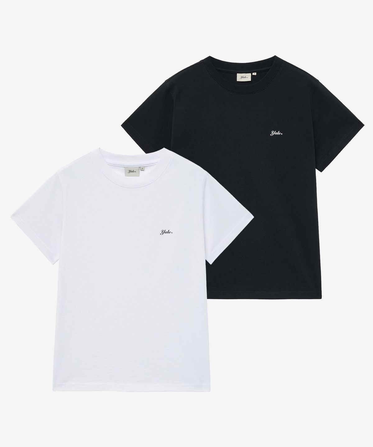 예일(YALE) [2PACK] 우먼즈 스넬로고 반팔티셔츠_화이트/블랙