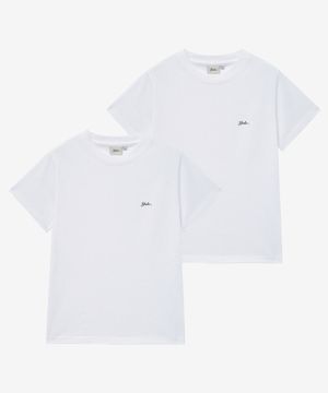 [2PACK] 우먼즈 스넬로고 반팔티셔츠_화이트/화이트