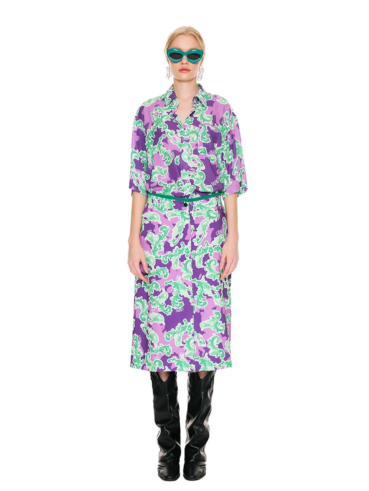 그리디어스(GREEDILOUS) Purple Art Nouveau Jersey Long Sleeve Shirt