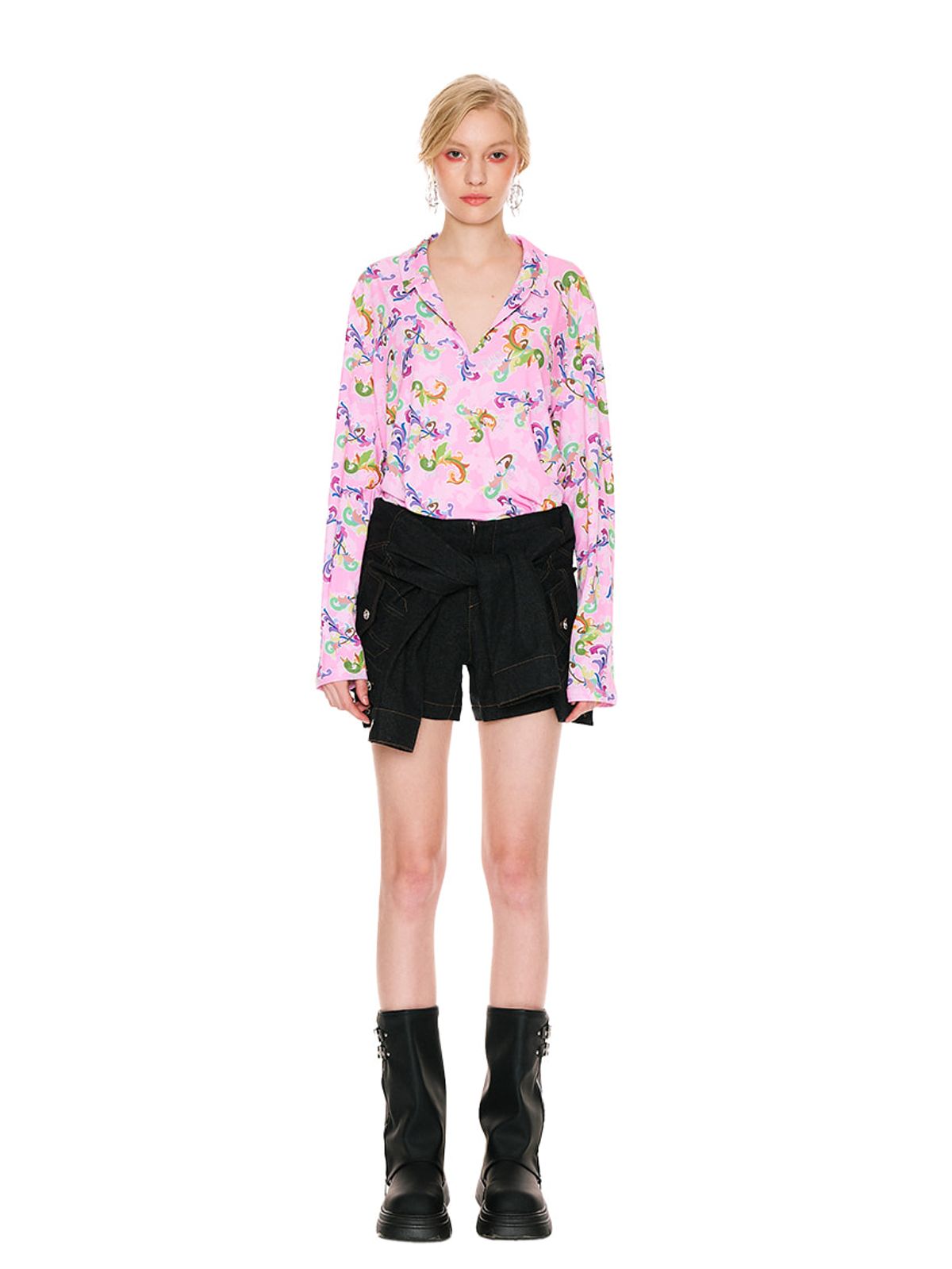 그리디어스(GREEDILOUS) Pink Art Nouveau Jersey Long Sleeve Shirt