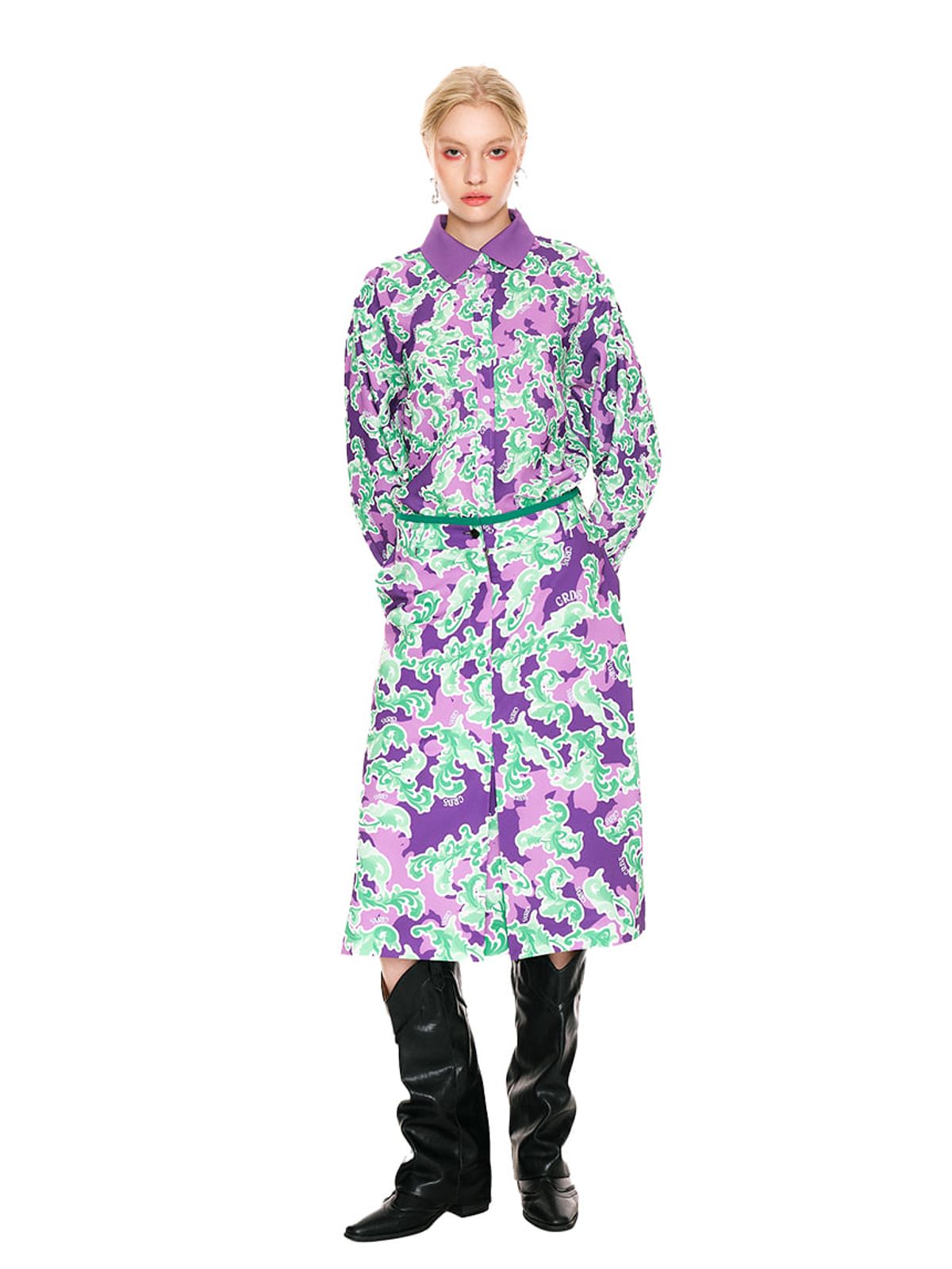 그리디어스(GREEDILOUS) Purple Art Nouveau Layered Sleeve Shirt