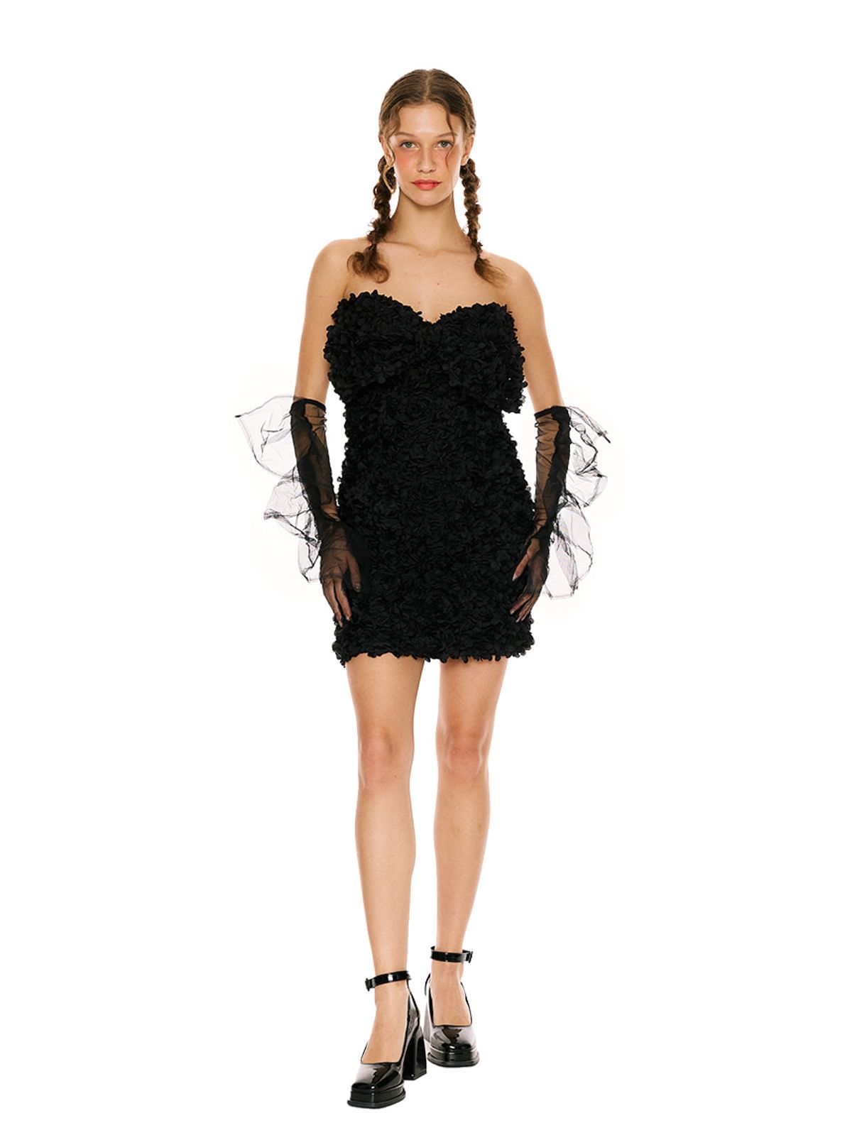 그리디어스(GREEDILOUS) Textured Ribbon Mini Dress