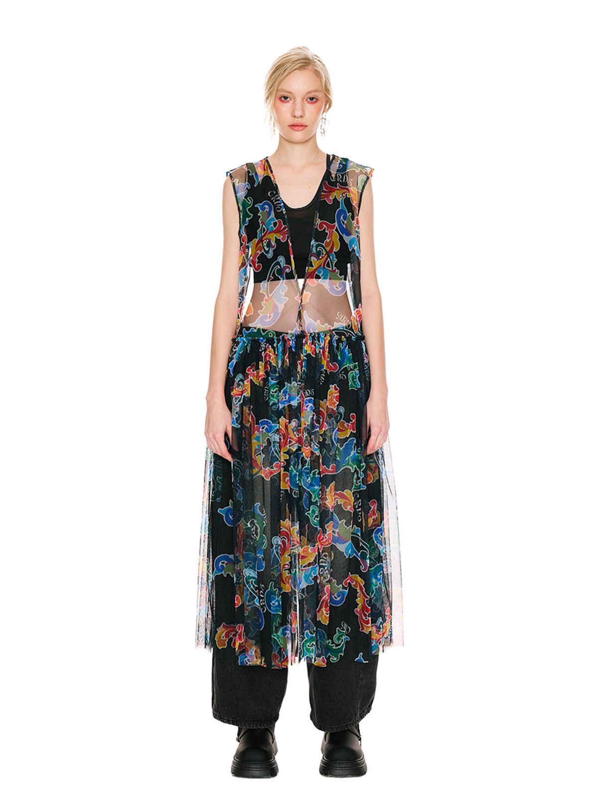 그리디어스(GREEDILOUS) Baroque Art Nouveau Printed Open Back Maxi Cardigan