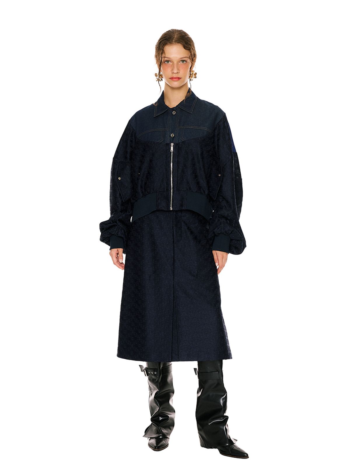 그리디어스(GREEDILOUS) Western Mixed Denim Bomber Jacket