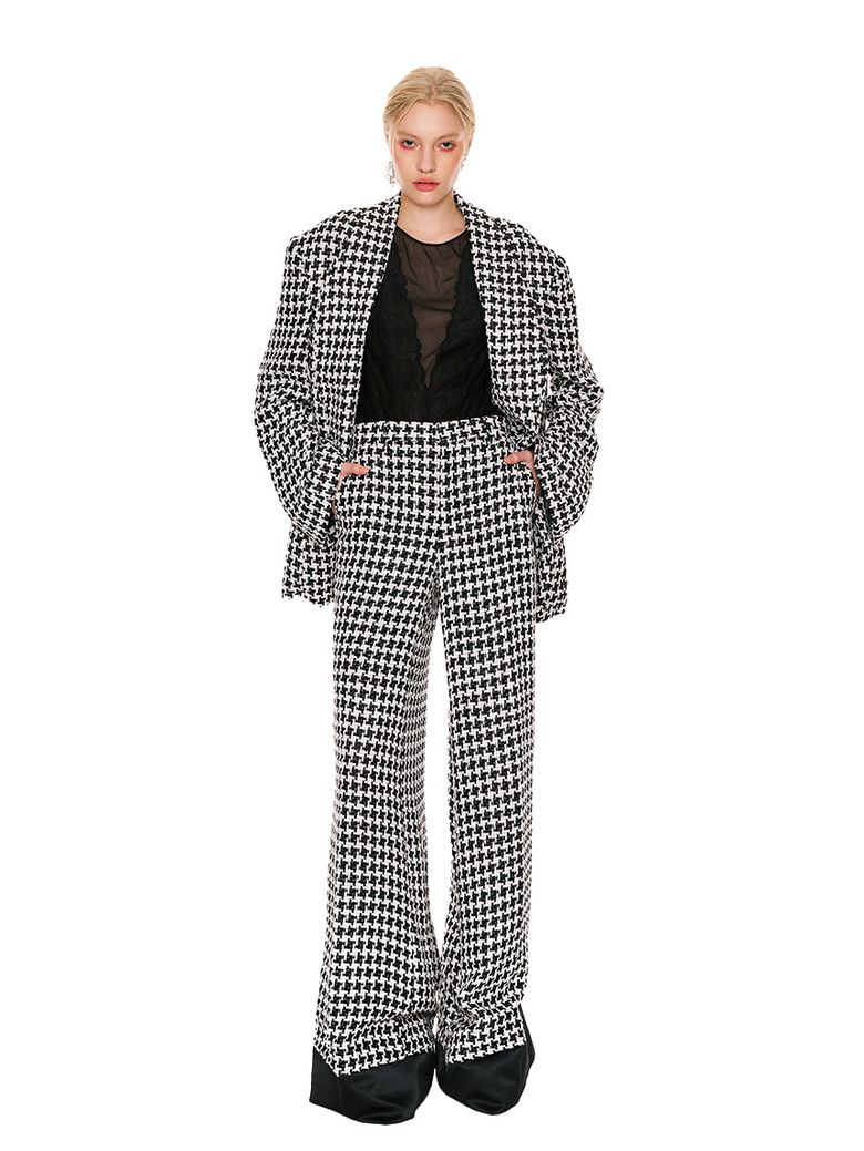 Houndstooth Shawl lapel Tweed Jacket