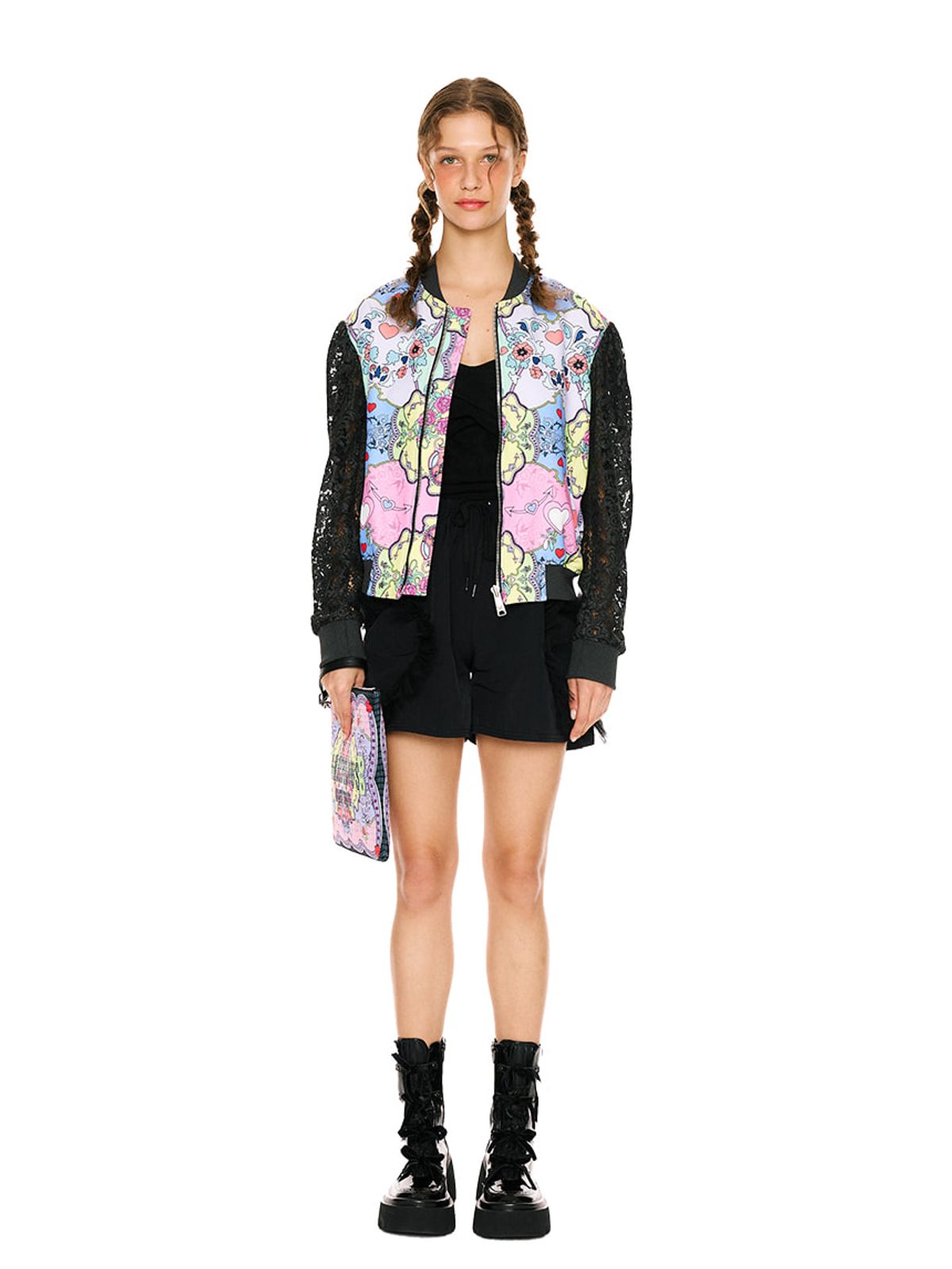 그리디어스(GREEDILOUS) Western Heart Patteren Laced Bomber Jacket