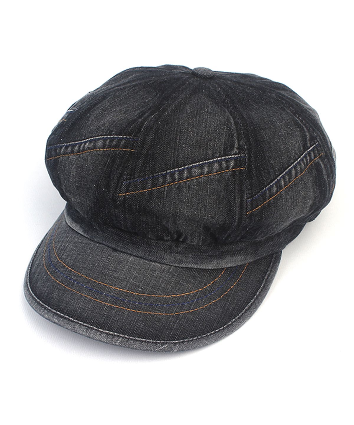 유니버셜 케미스트리(UNIVERSAL CHEMISTRY) Patchwork Black Denim Newsboy Cap 뉴스보이캡