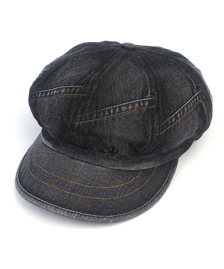 Patchwork Black Denim Newsboy Cap 뉴스보이캡