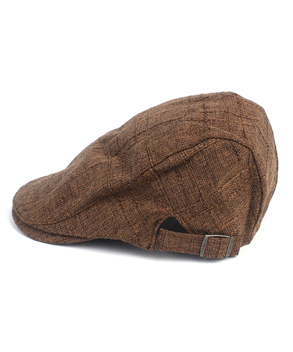 유니버셜 케미스트리(UNIVERSAL CHEMISTRY) Stitch Check Linen Brown Side Belt Huntingcap 헌팅캡
