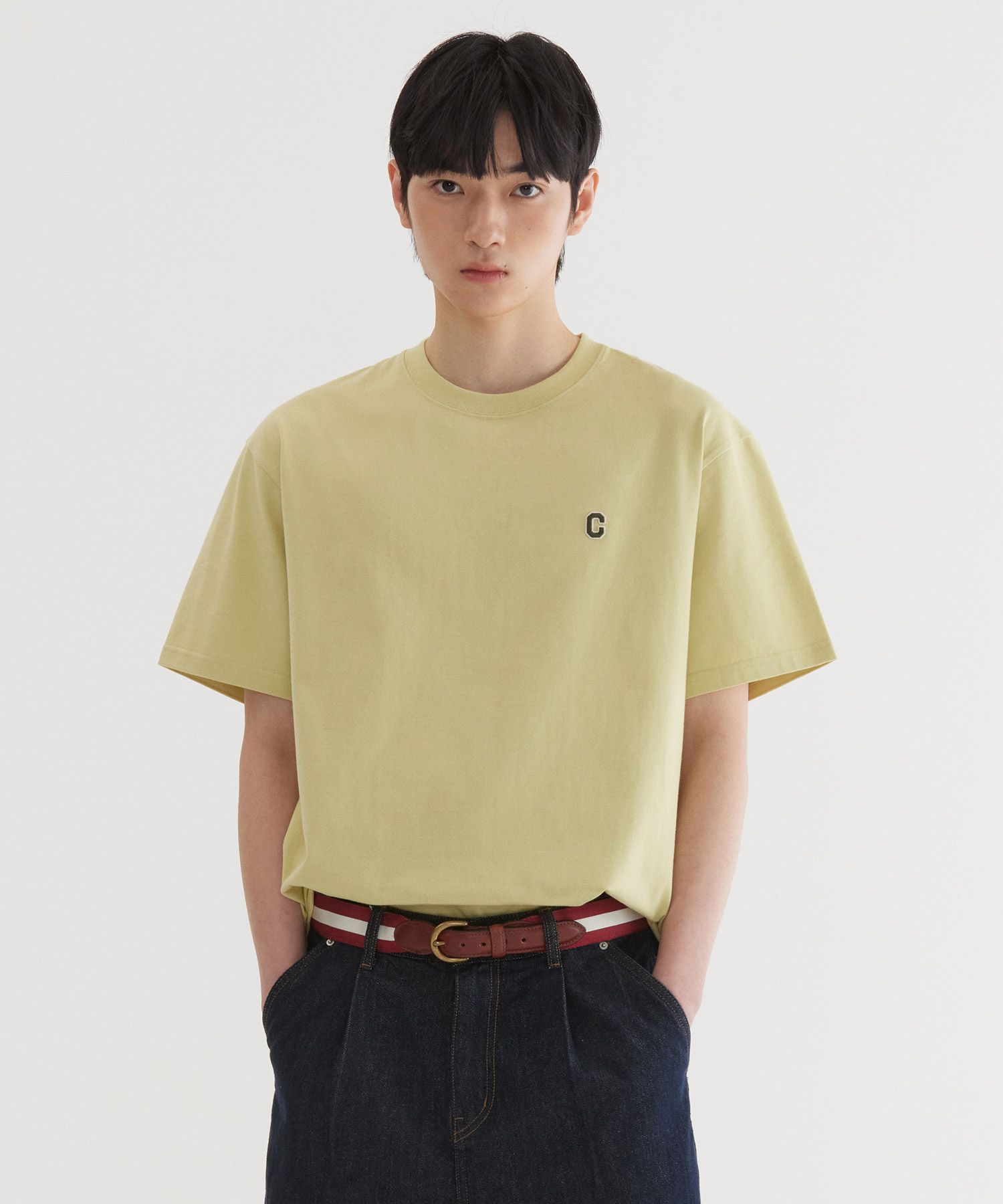 MUSINSA | COVERNAT Small C Logo T-Shirt Lime