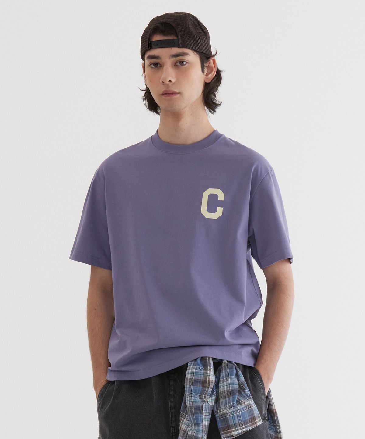 커버낫(COVERNAT) 쿨 코튼 C 로고 티셔츠 Purple