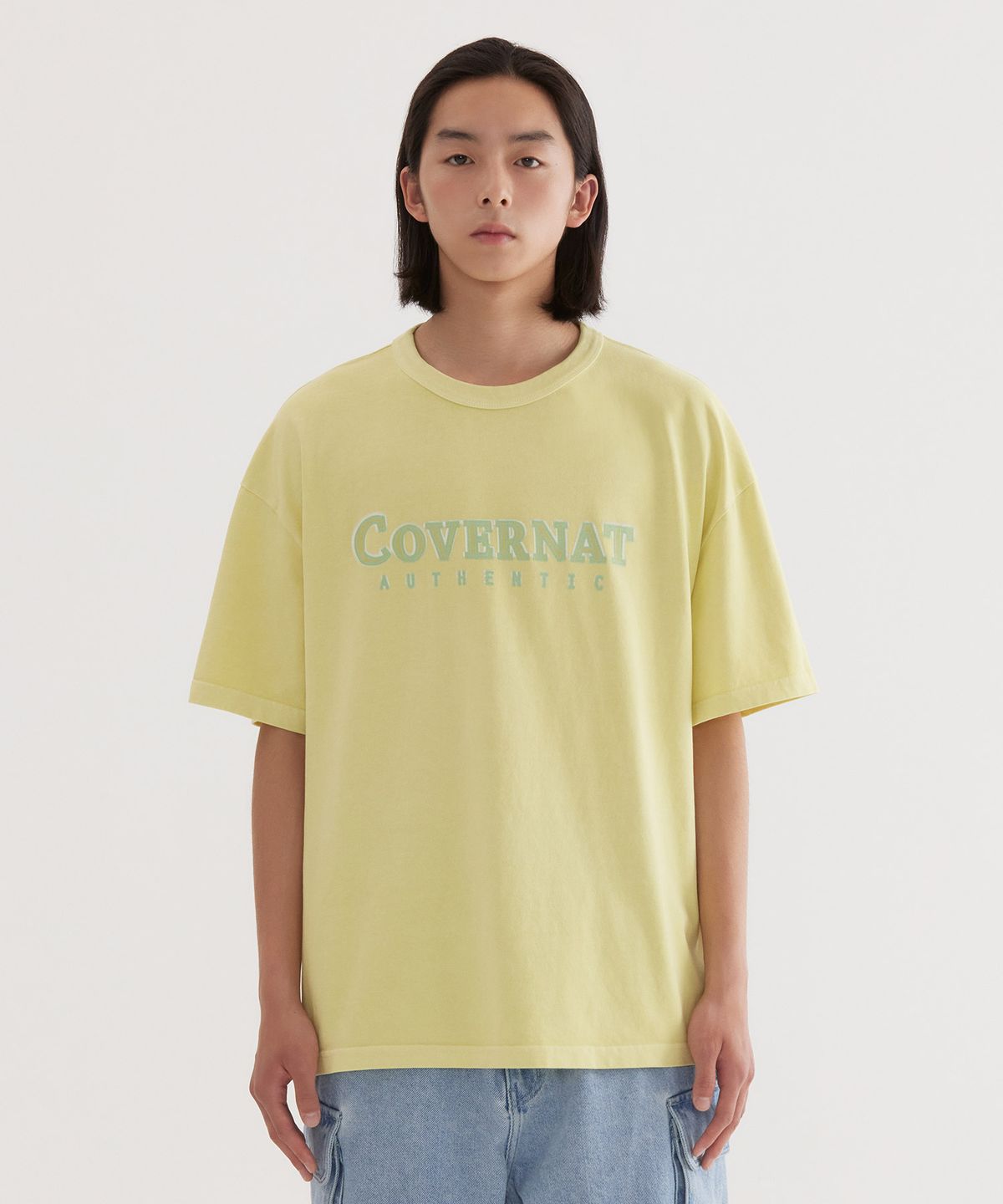 커버낫(COVERNAT) 네온 로고 다잉 티셔츠 Lime