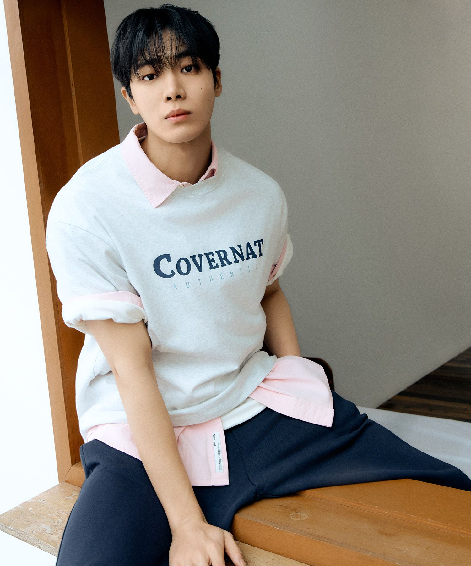 ★COVERNAT★ Center Authentic T-Shirt Heather Gray CO2502ST0 MUSINSA | COVERNAT Center Authentic T-Shirt Heather Gray