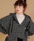 베이 오버핏 체크 후드 셔츠 블랙 JILS7771