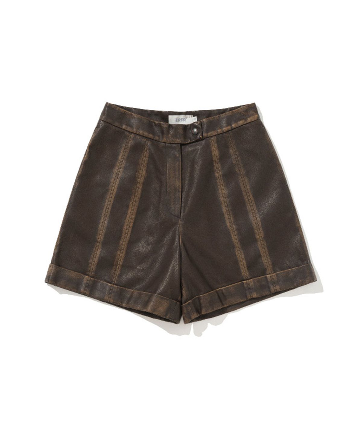 에르에르(ERER) Vintage Wash Leather Shorts Brown