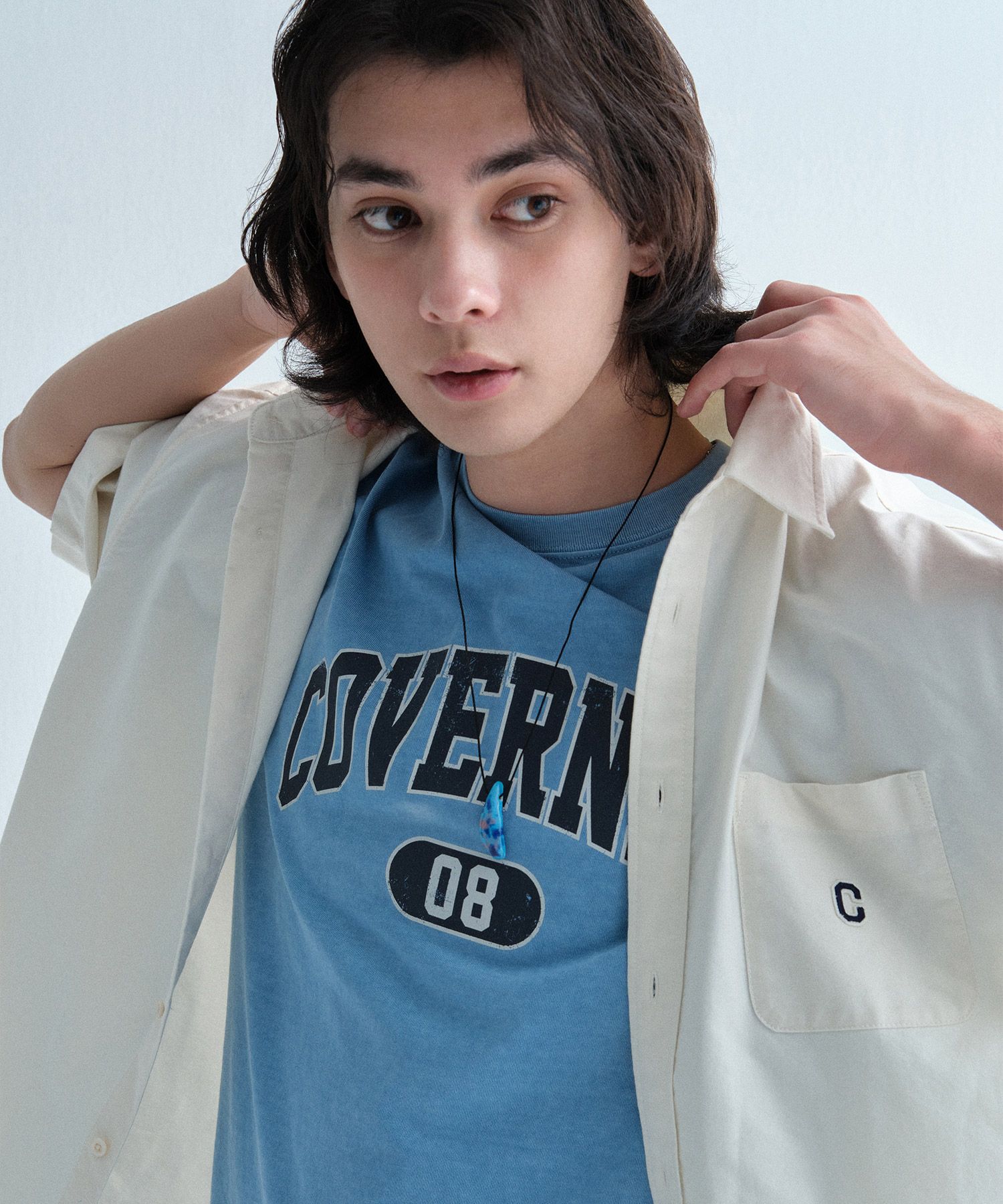 COVERNAT ♥ C Logo Pigment Oxford Half Shirt /追跡付 MUSINSA公式 | COVERNAT C Logo Pigment Oxford Half Shirt Ivory