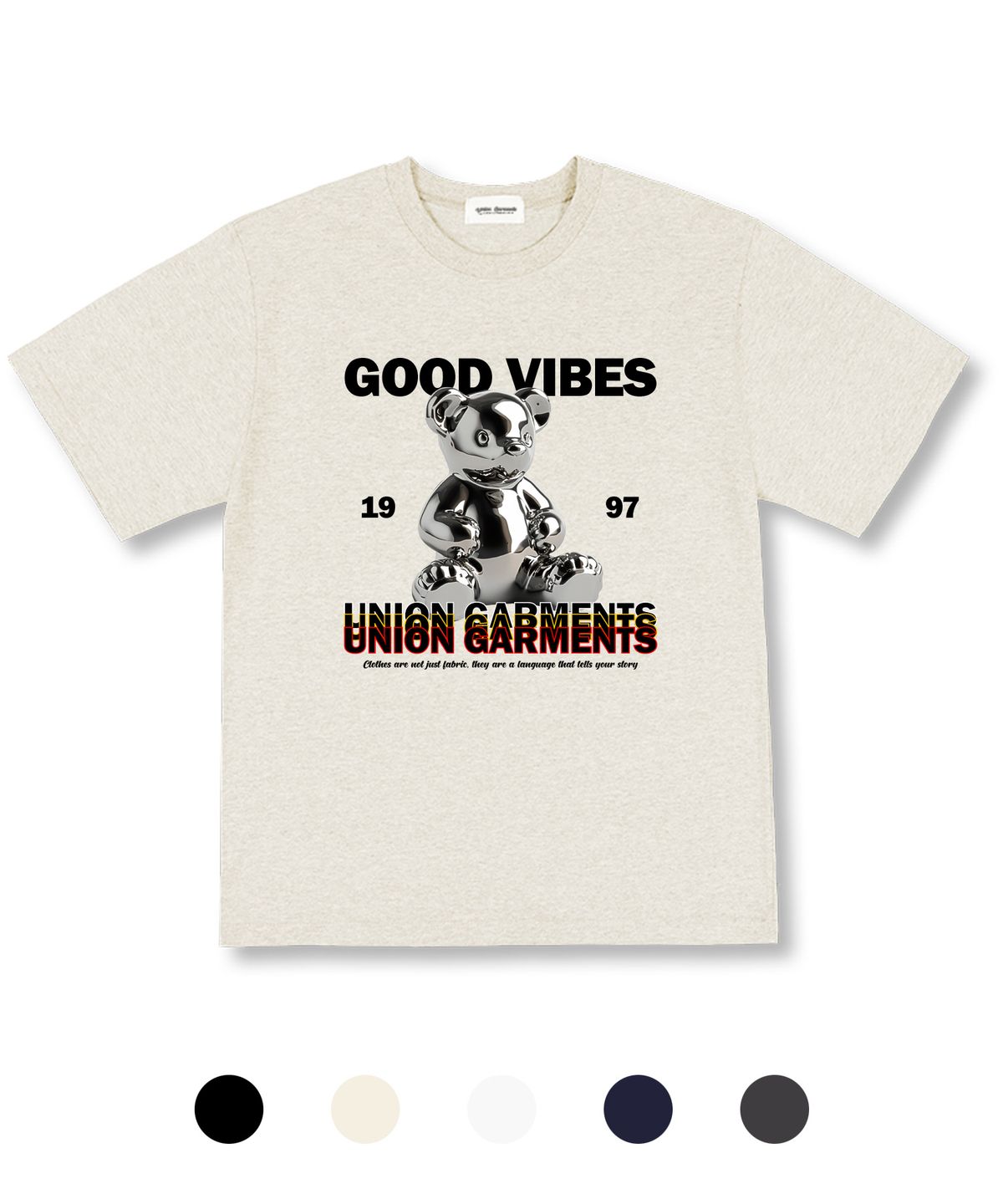 유니온가먼츠(UNION GARMENTS) 굿바이브가먼츠 오버핏 반팔 티셔츠 5 COLOR