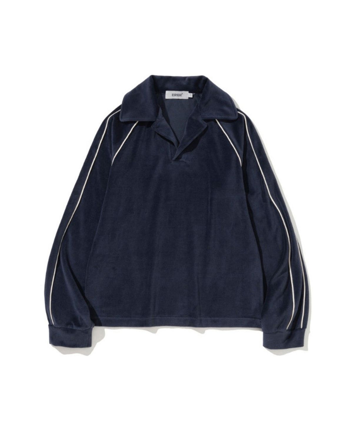 에르에르(ERER) Velour Piped Collar Tee Navy