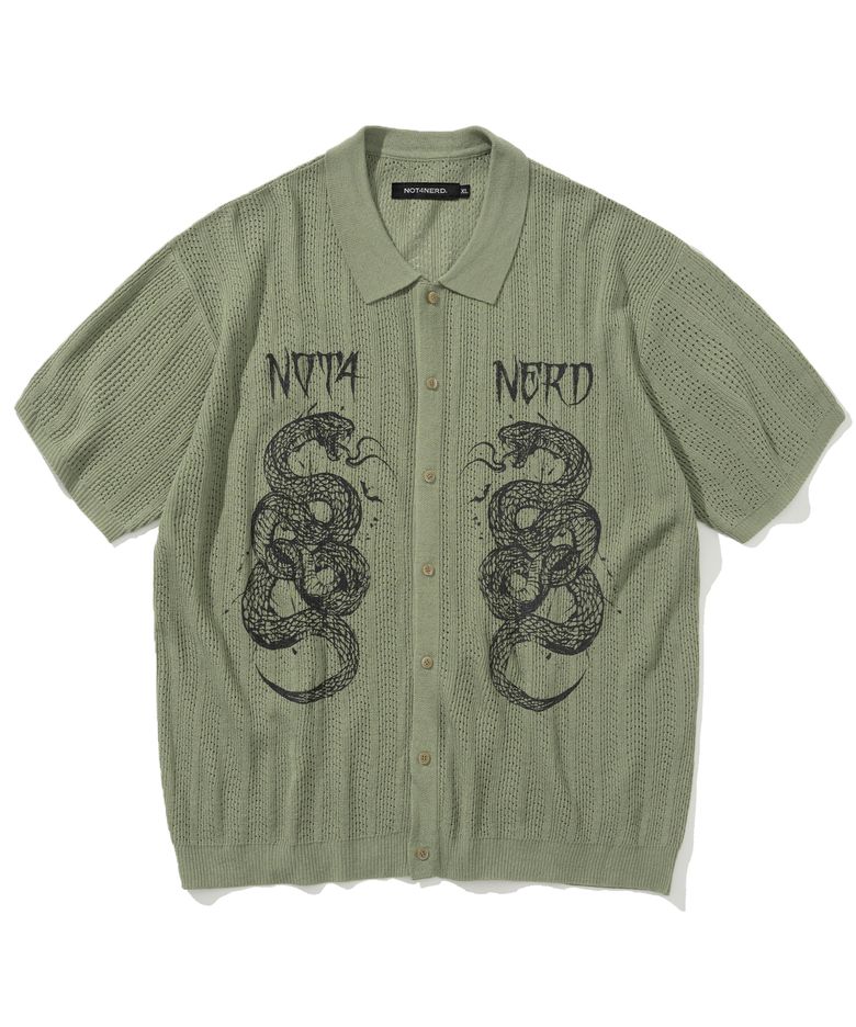 Snake Crochet Half Shirt - Green