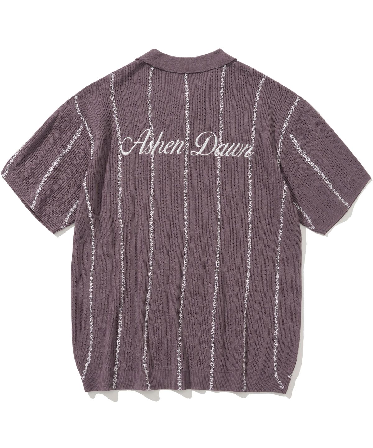 낫포너드(NOT4NERD) Ashen Dawn Stripe Short Sleeve Knit - Purple