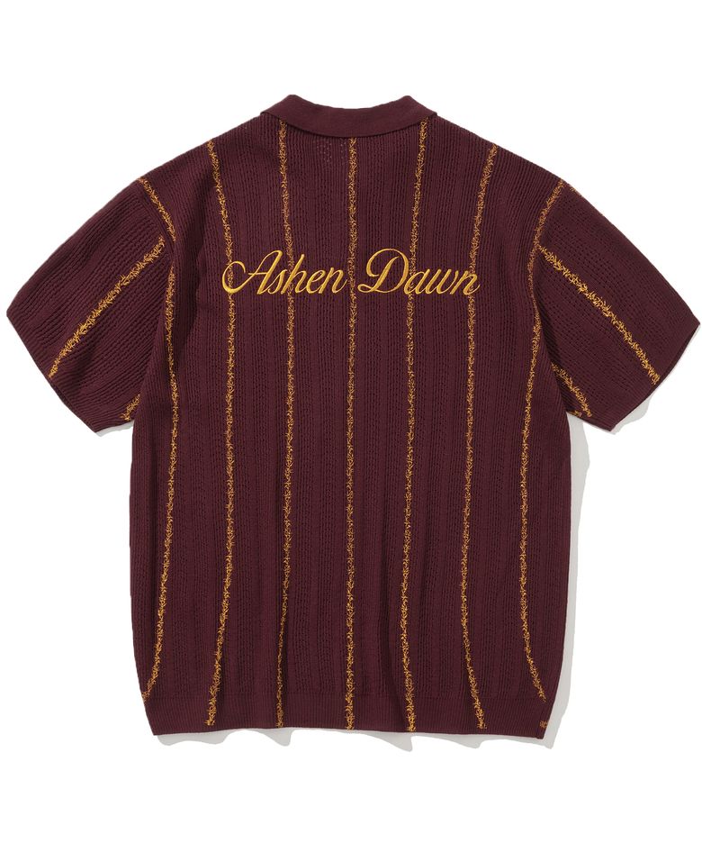 Ashen Dawn Stripe Short Sleeve Knit - Red