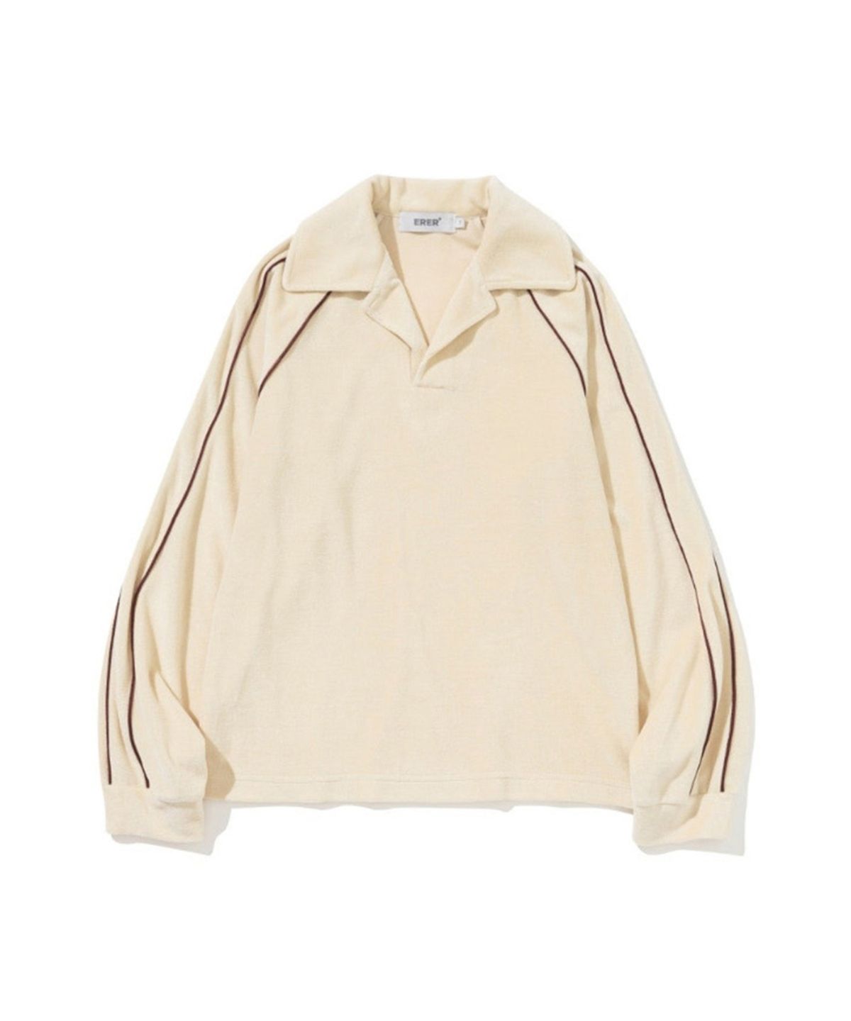 에르에르(ERER) Velour Piped Collar Tee Cream