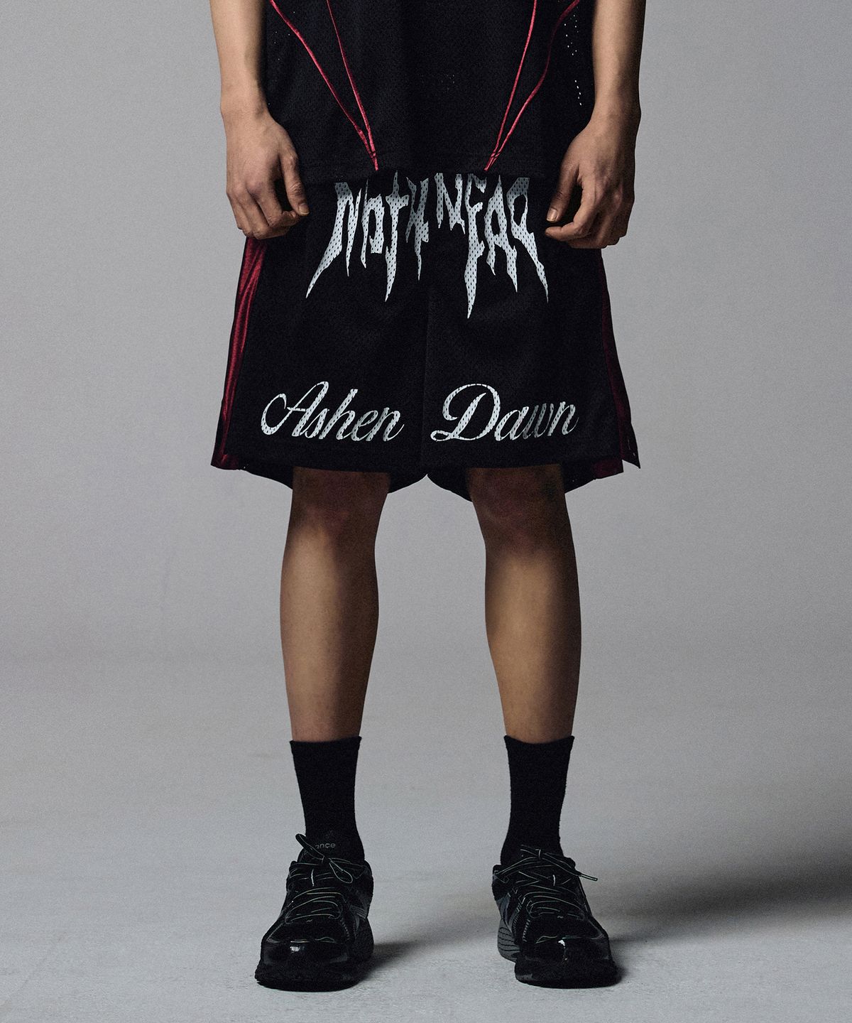 낫포너드(NOT4NERD) Bone Logo Ashen Dawn Mesh Boxing Shorts - Black