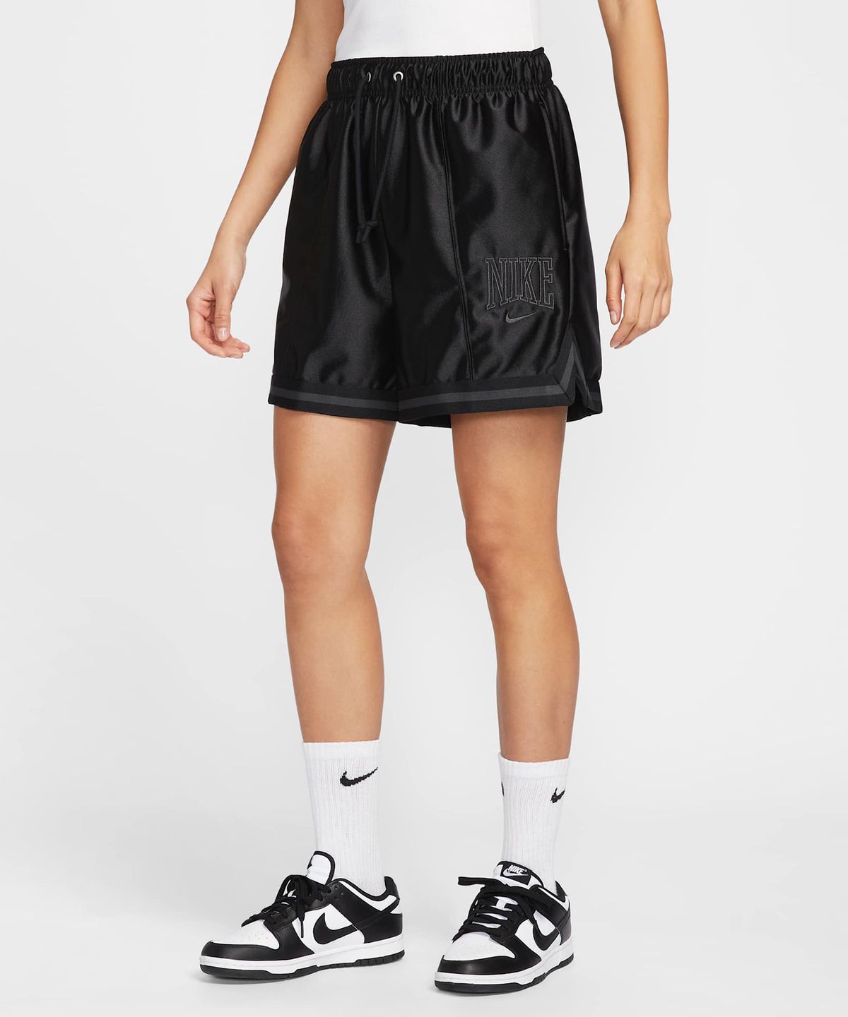 나이키(NIKE) 스포츠웨어 루즈 미드라이즈 그래픽 쇼츠 W - 블랙:앤트러사이트 / HJ0164-010