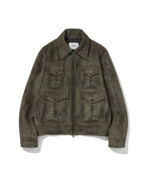 Suede Pocket Rider Jacket Khaki