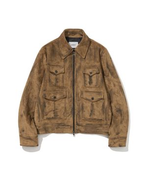 Suede Pocket Rider Jacket Camel