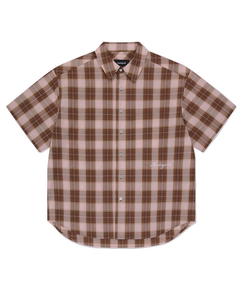 OMBRE CHECK HALF SHIRT RED(MG2FMMW360A)