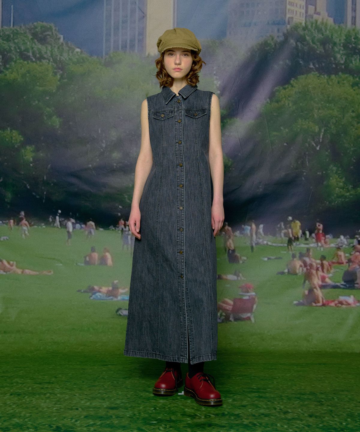 루루서울(LOULOUSEOUL) Classic Denim Sleeveless Dress (Black)