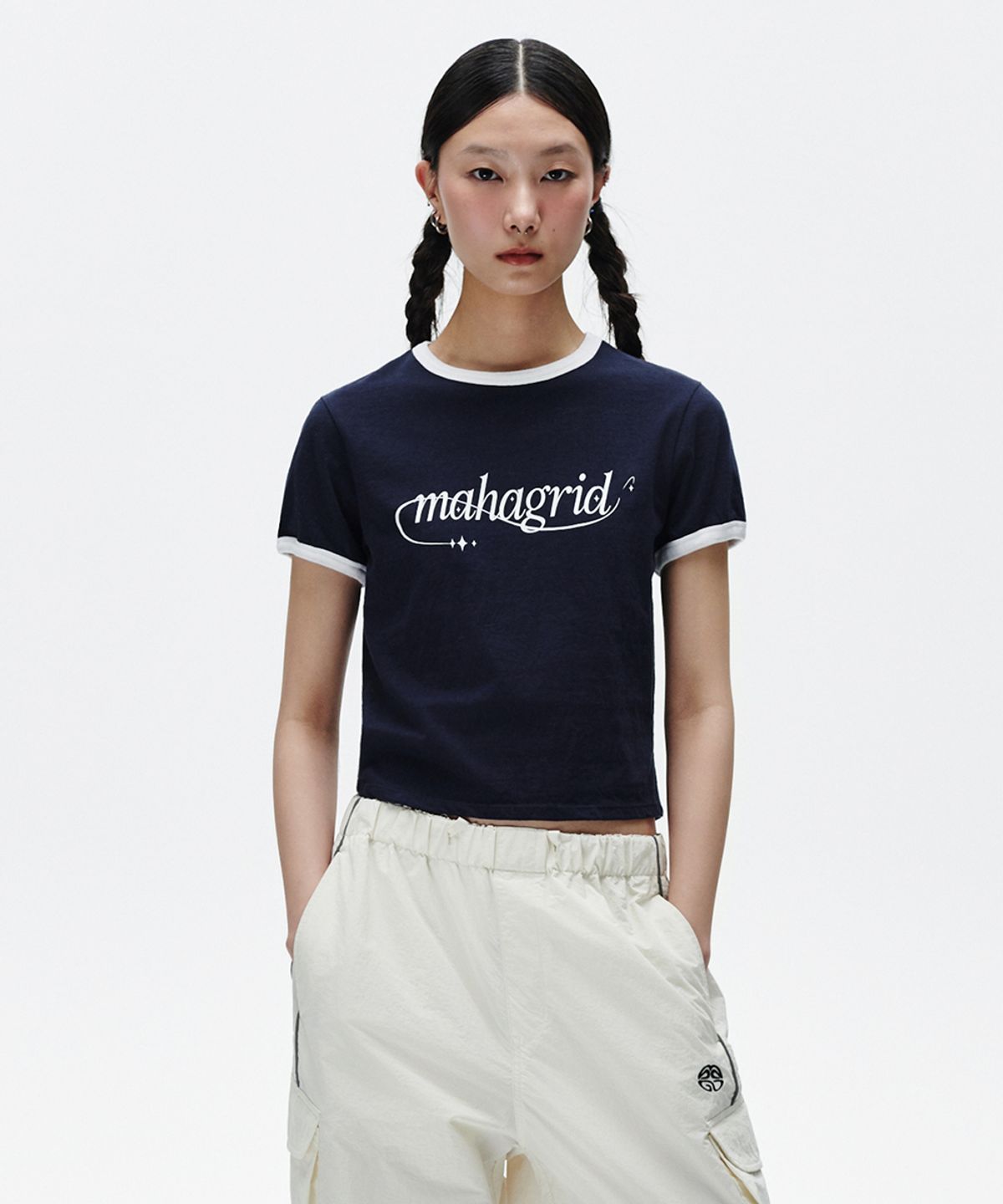 마하그리드(MAHAGRID) SHOOTING STAR RINGER TEE NAVY(MG2FMFT585A)