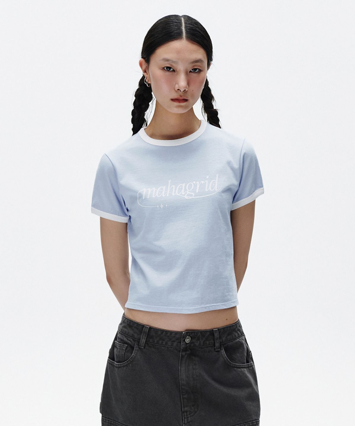 마하그리드(MAHAGRID) SHOOTING STAR RINGER TEE LIGHT BLUE(MG2FMFT585A)