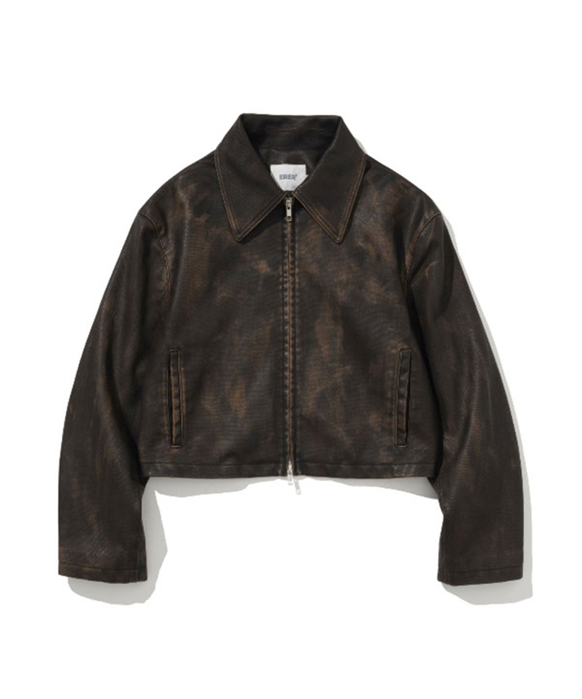 에르에르(ERER) Slit Vintage Wash Leather Jacket Brown
