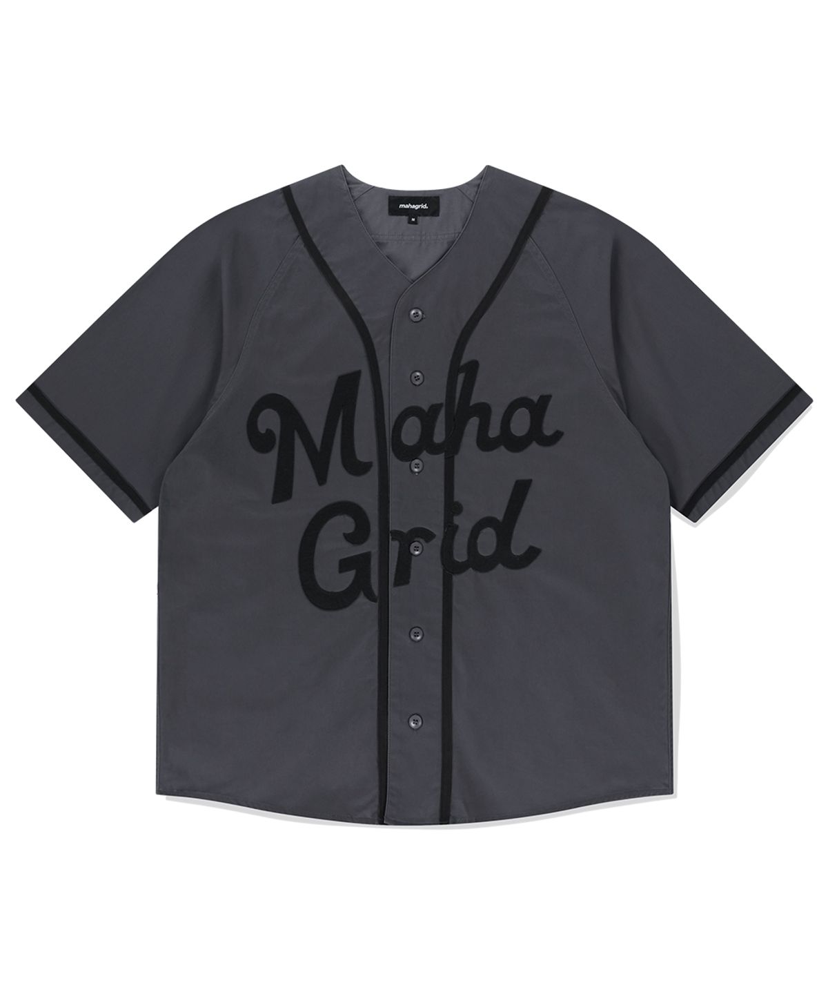 마하그리드(MAHAGRID) SERIF LOGO BASEBALL SHIRT CHARCOAL(MG2FMMW346A)