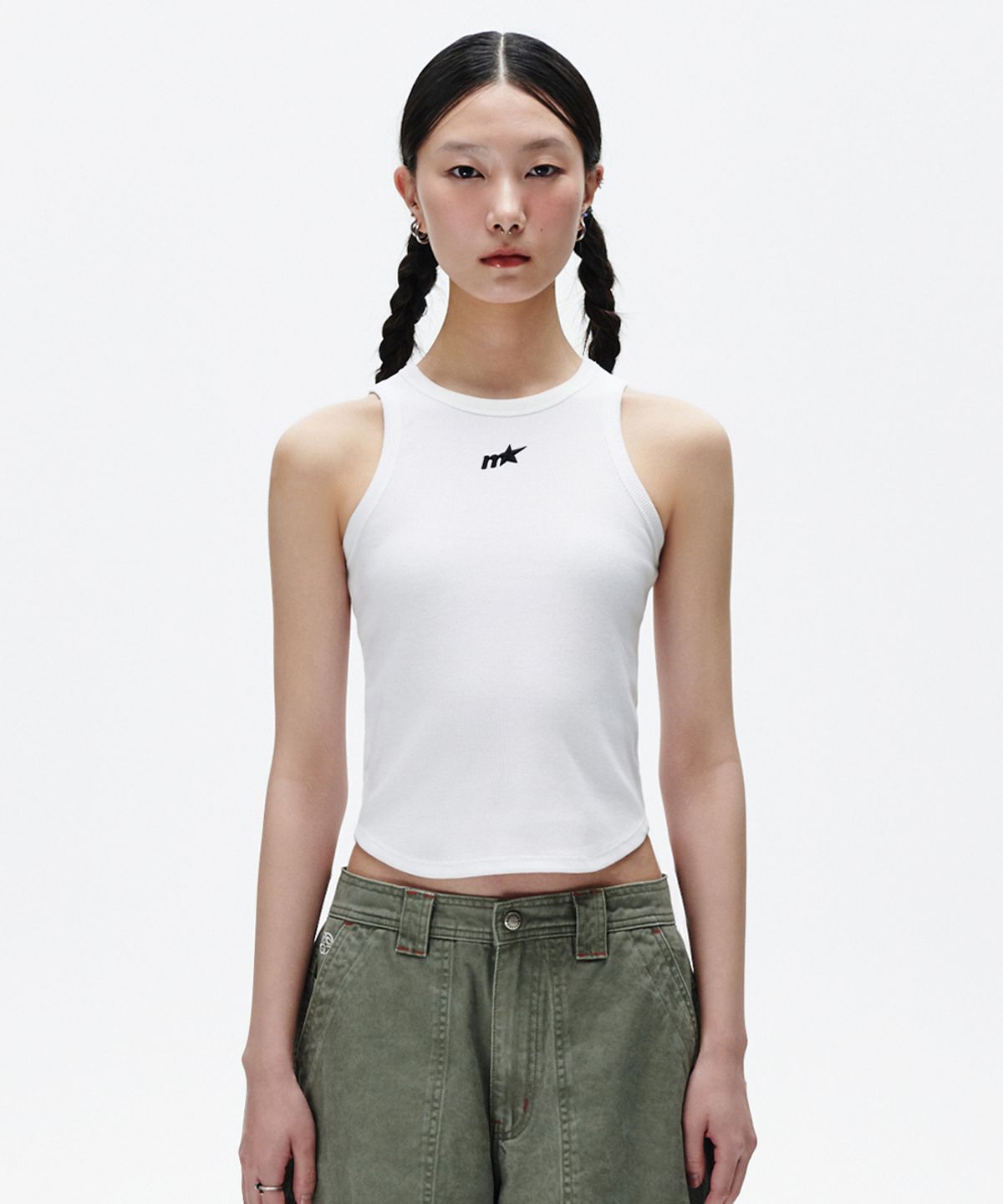 마하그리드(MAHAGRID) M STAR TANK TOP WHITE(MG2FMFT590A)