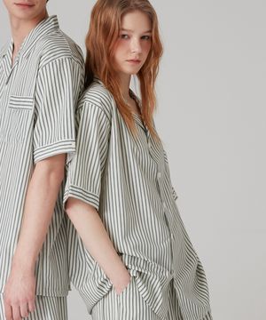 실크핏 포레스트 반팔 커플 잠옷 세트