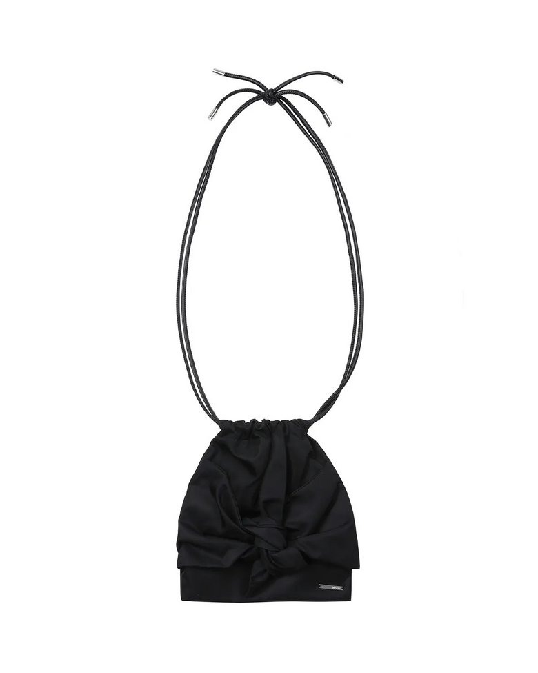 Tie-up mini drawstring bag BLACK