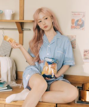 실크핏 마리나 반팔 커플 잠옷 세트