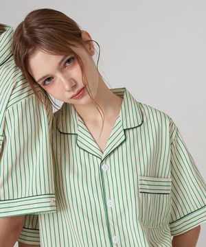 실크핏 클로버 반팔 커플 잠옷 세트