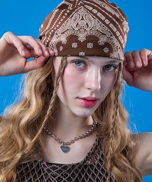 자외선차단 반다나 보헤미안 헤어두건 손수건 [BROWN]