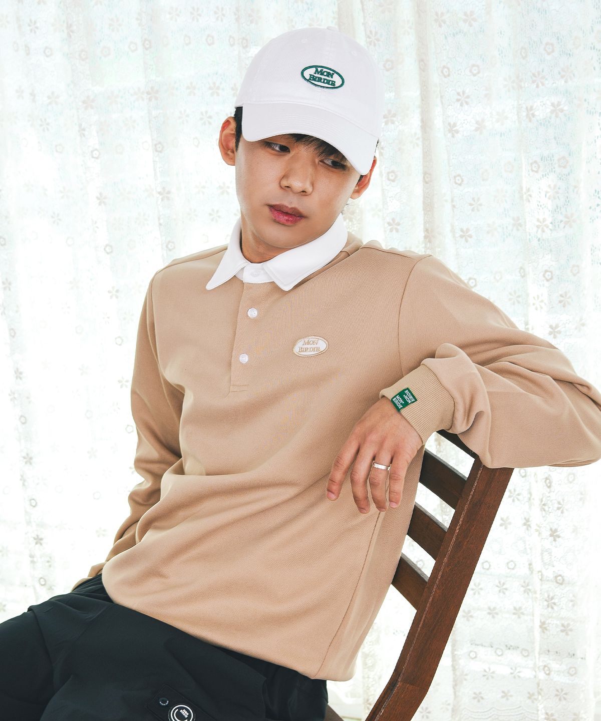 몽버디 골프(MONBIRDIE GOLF) 와펜 럭비 맨투맨 BEIGE