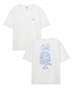 심볼 자수 로고 드로잉 티셔츠 WHITE