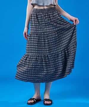 릴리 에어리 쿨링 마몽 체크 롱스커트 [BLACK] KCL.