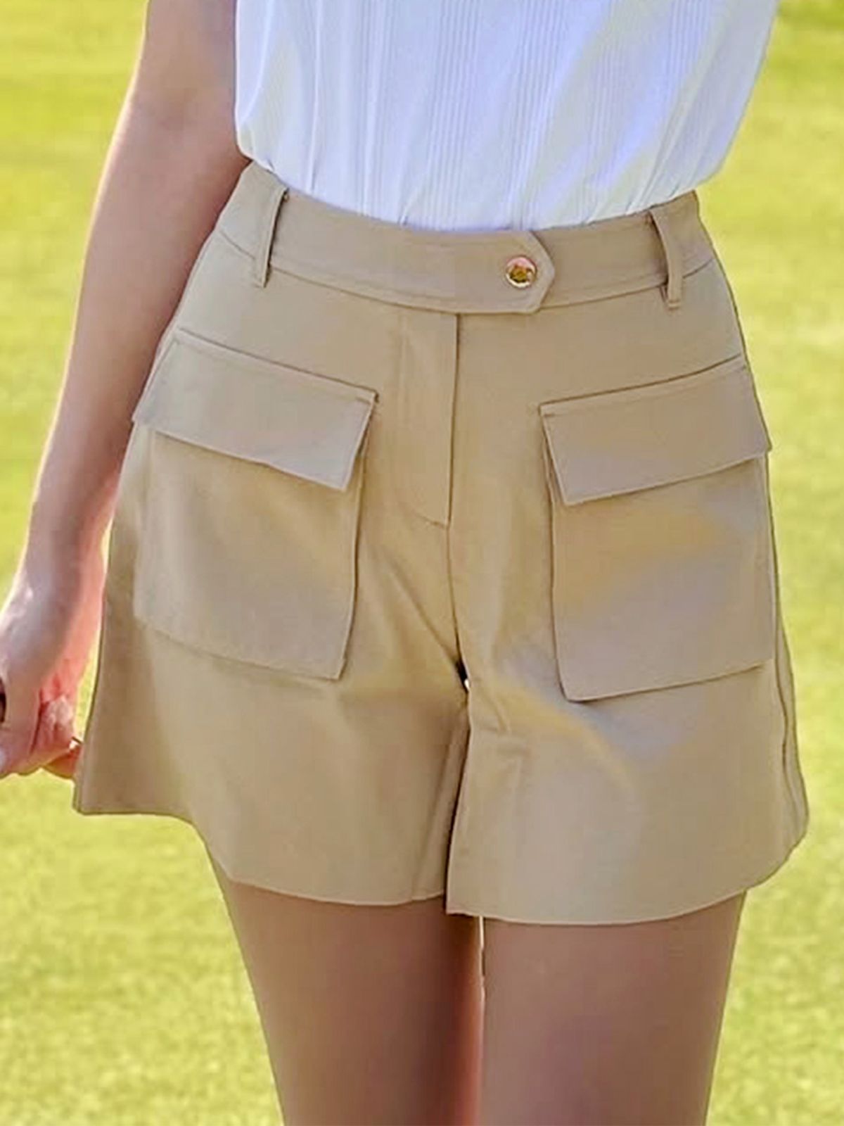 투에니스홀(20TH HOLE) 여성 카고 밴딩 아웃포켓 쇼츠 팬츠 [BEIGE]